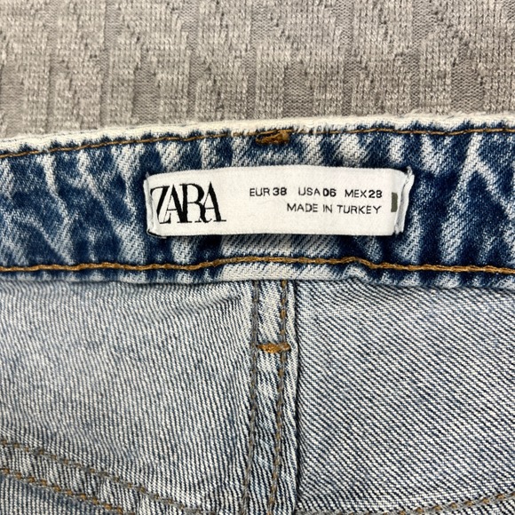 Bootcut ZARA High Rise Flare Jeans Women‎ 25X34 Distressed Split Hem light wash - Picture 2 of 10